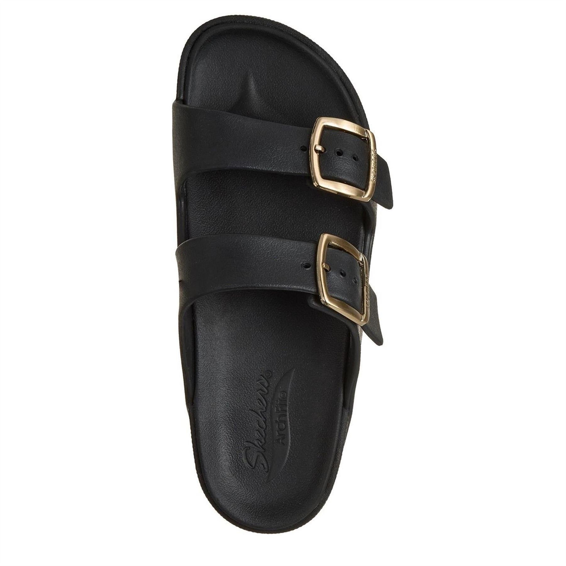Black - Side - Skechers Womens-Ladies Arch Fit Cali Breeze 2.0 Duo Flat Sandals
