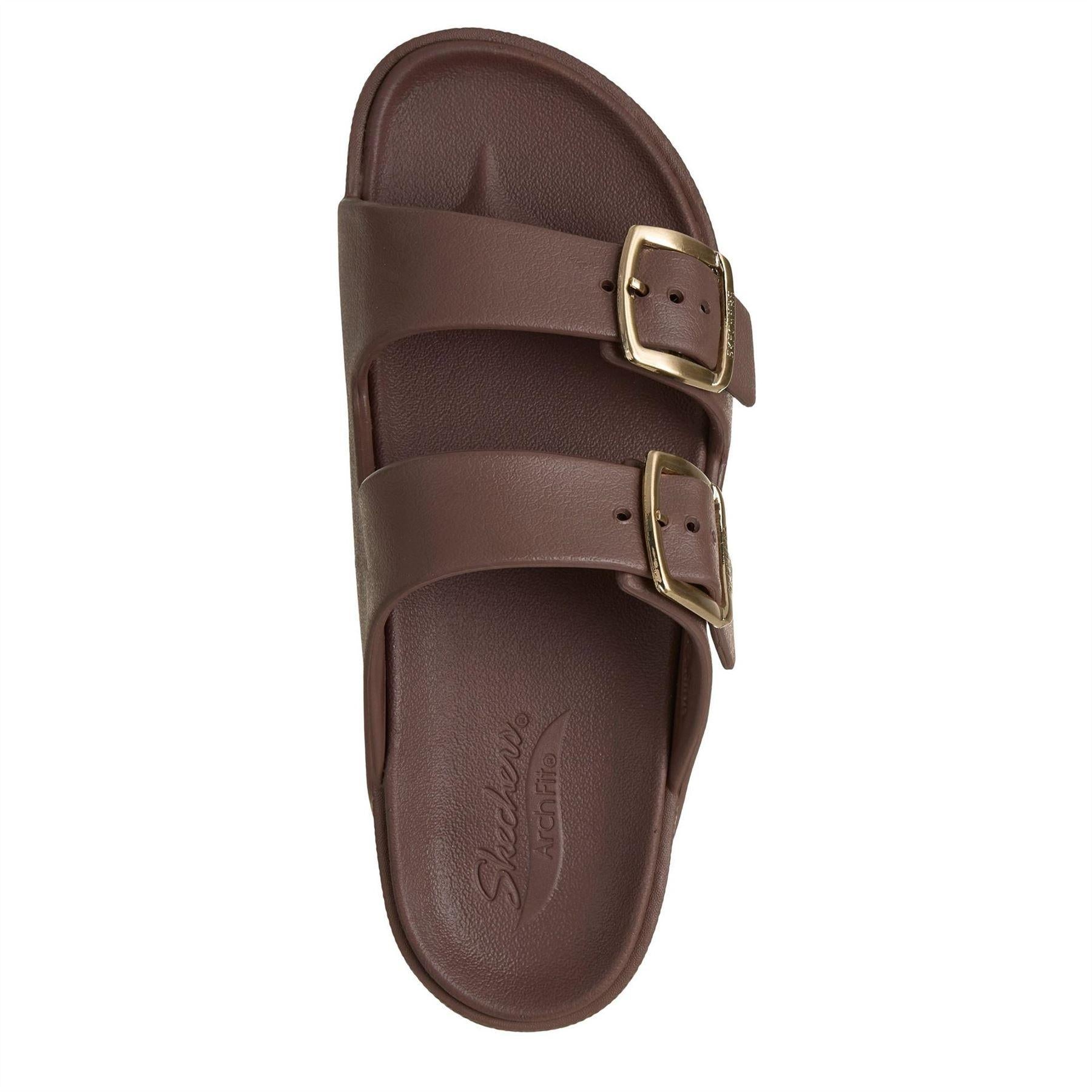 Chocolate - Side - Skechers Womens-Ladies Arch Fit Cali Breeze 2.0 Duo Flat Sandals