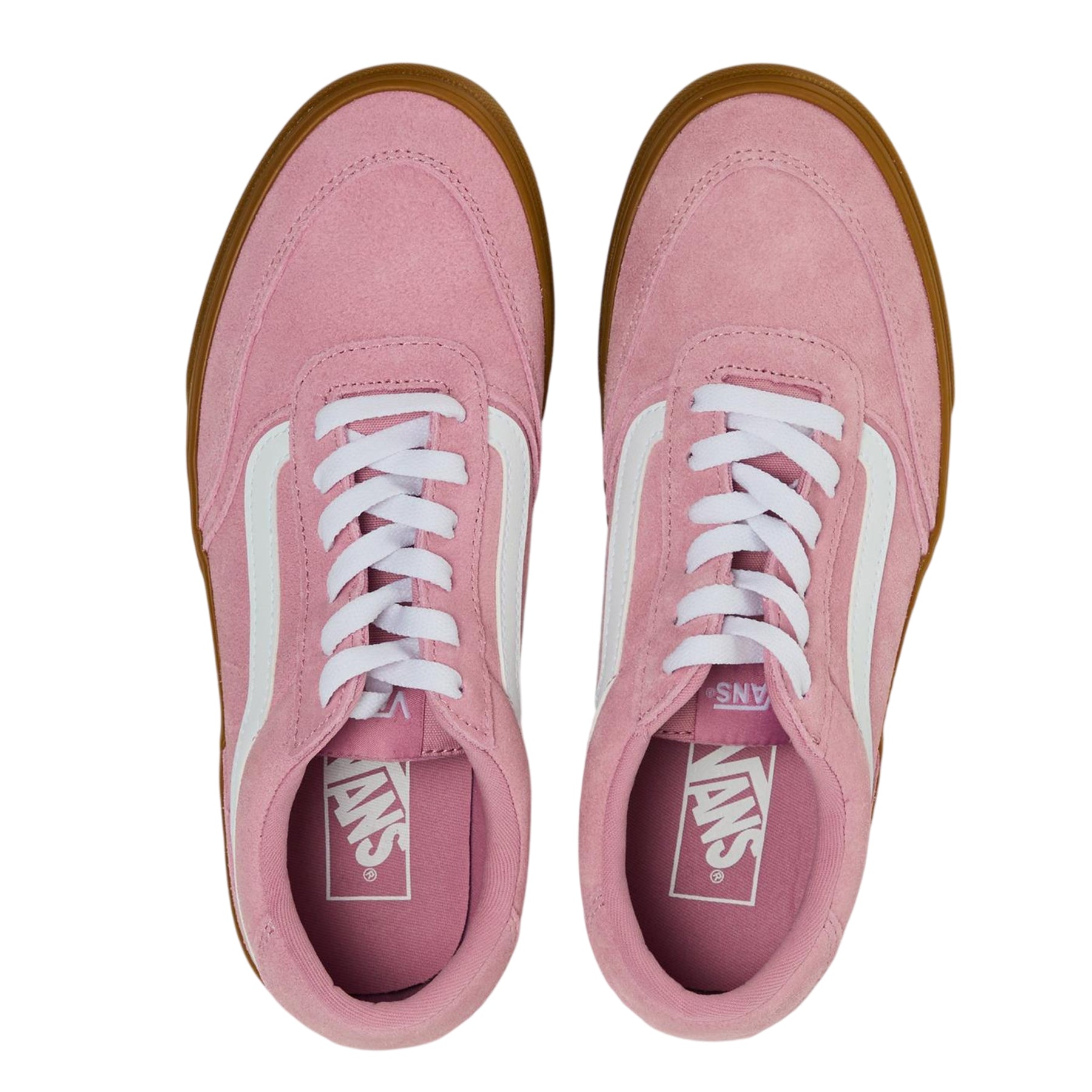 Dawn Pink - Side - Vans Womens-Ladies Brooklyn Suede Trim Shoes