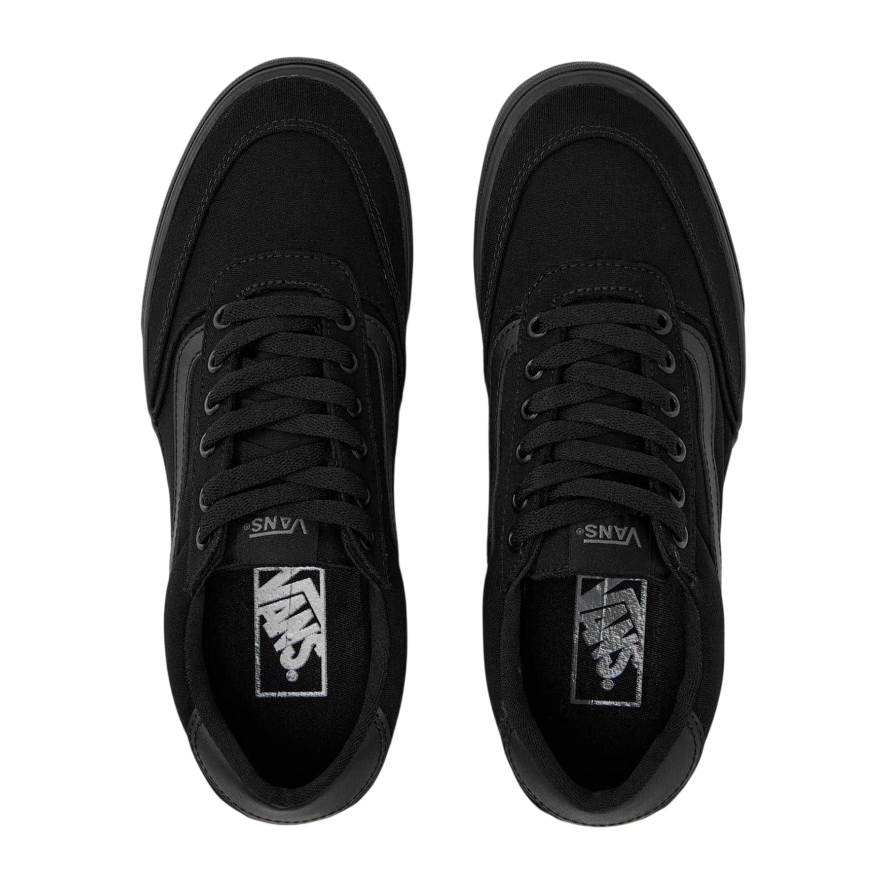 Black-Monochrome - Side - Vans Womens-Ladies Brooklyn Suede Trim Shoes