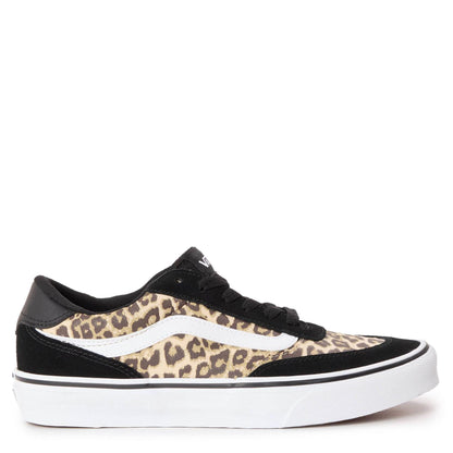 Black-Leopard - Front - Vans Womens-Ladies Brooklyn Suede Trim Shoes
