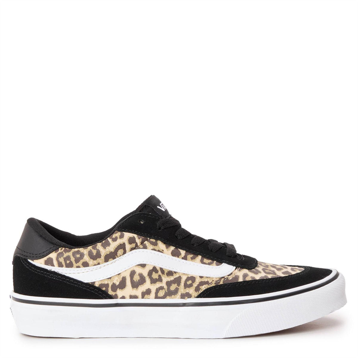 Black-Leopard - Front - Vans Womens-Ladies Brooklyn Suede Trim Shoes