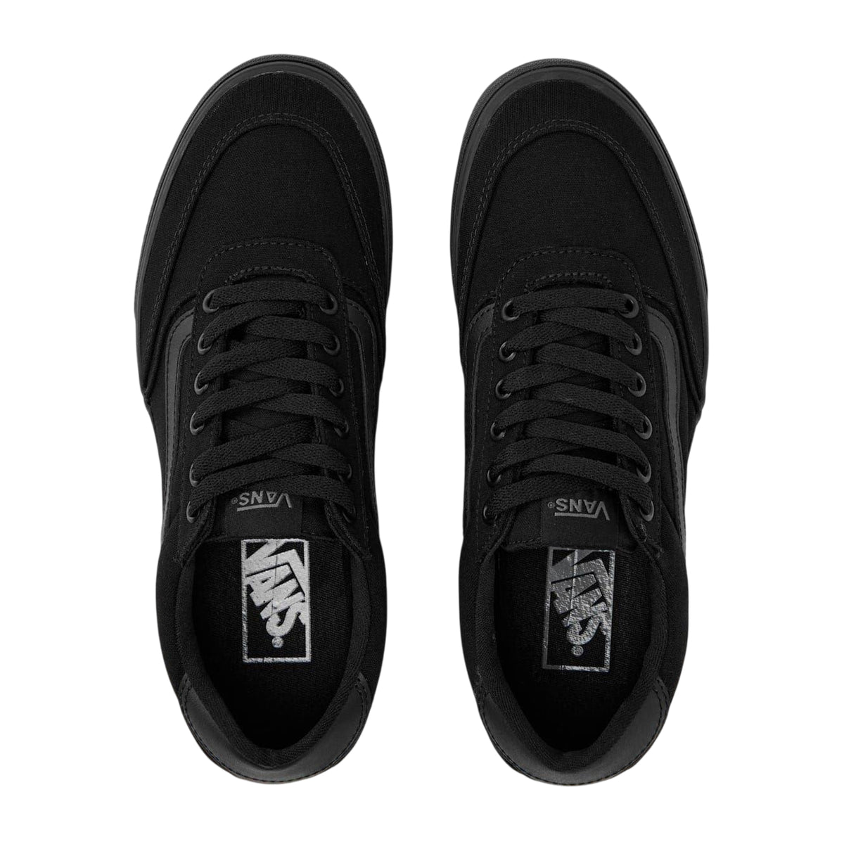 Black-Monochrome - Side - Vans Womens-Ladies Brooklyn Suede Trim Shoes
