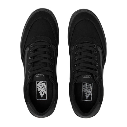 Black-Monochrome - Side - Vans Womens-Ladies Brooklyn Suede Trim Shoes