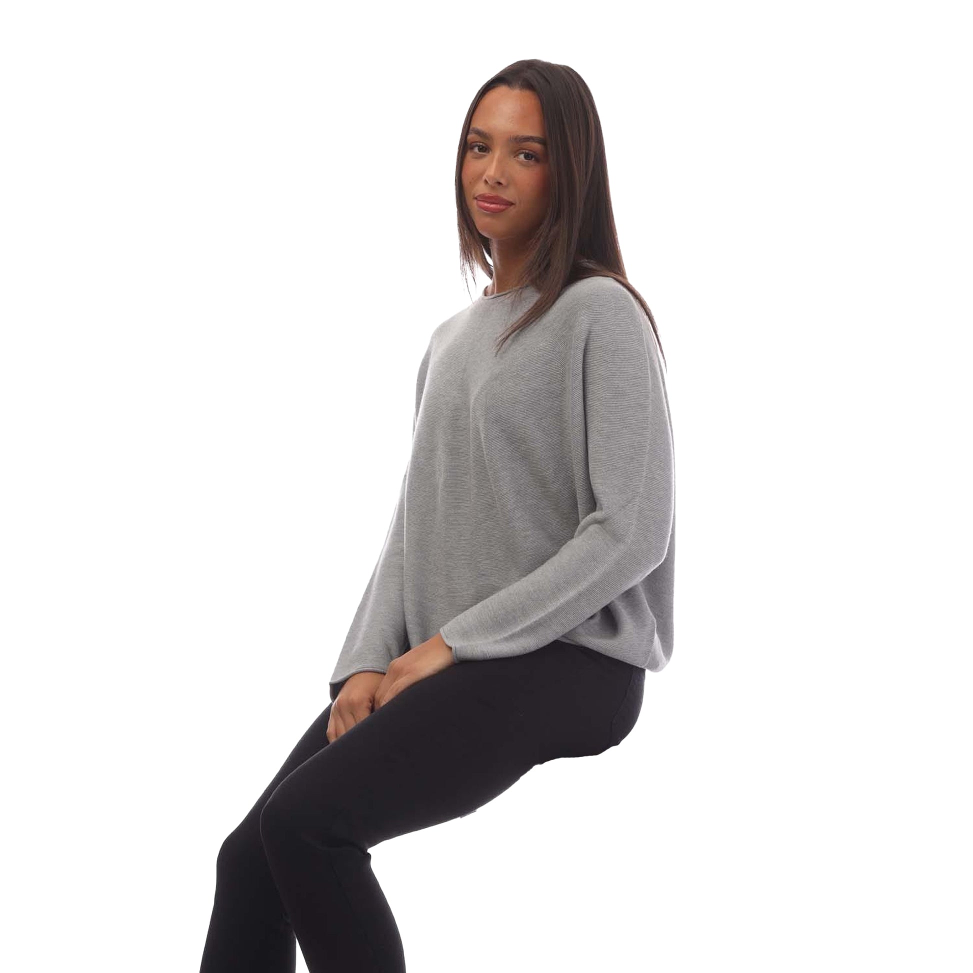 Silver - Side - Boss Womens-Ladies C_Faland Boat Neck Jumper