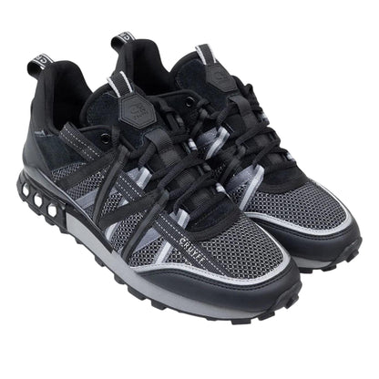 Black-Grey - Back - Cruyff Womens-Ladies Hexagon Suede Hex-Tech Trainers
