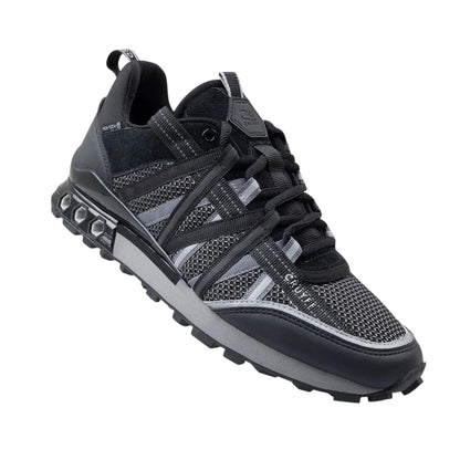 Black-Grey - Side - Cruyff Womens-Ladies Hexagon Suede Hex-Tech Trainers