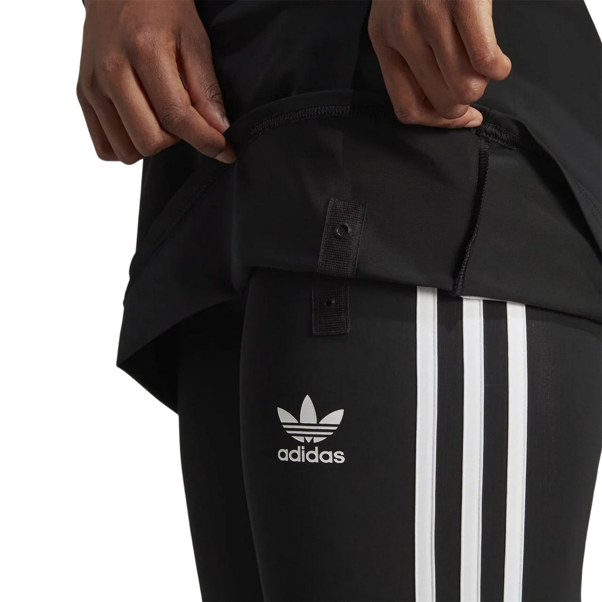 Black-White - Side - Adidas Womens-Ladies Adicolor Stripes T-Shirt Set