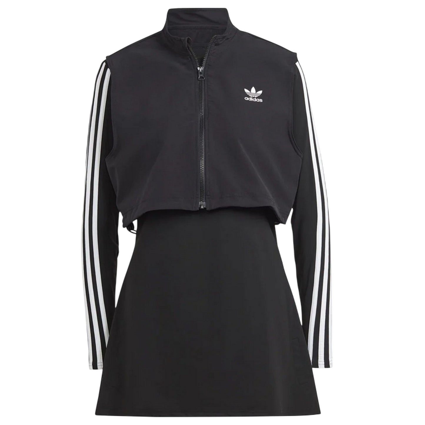 Black-White - Front - Adidas Womens-Ladies Adicolor Stripes T-Shirt Set