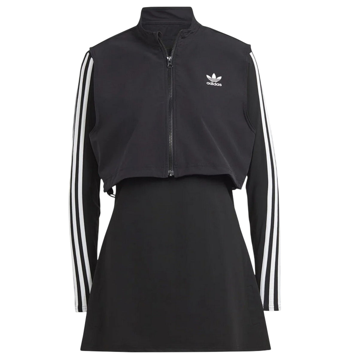 Black-White - Front - Adidas Womens-Ladies Adicolor Stripes T-Shirt Set