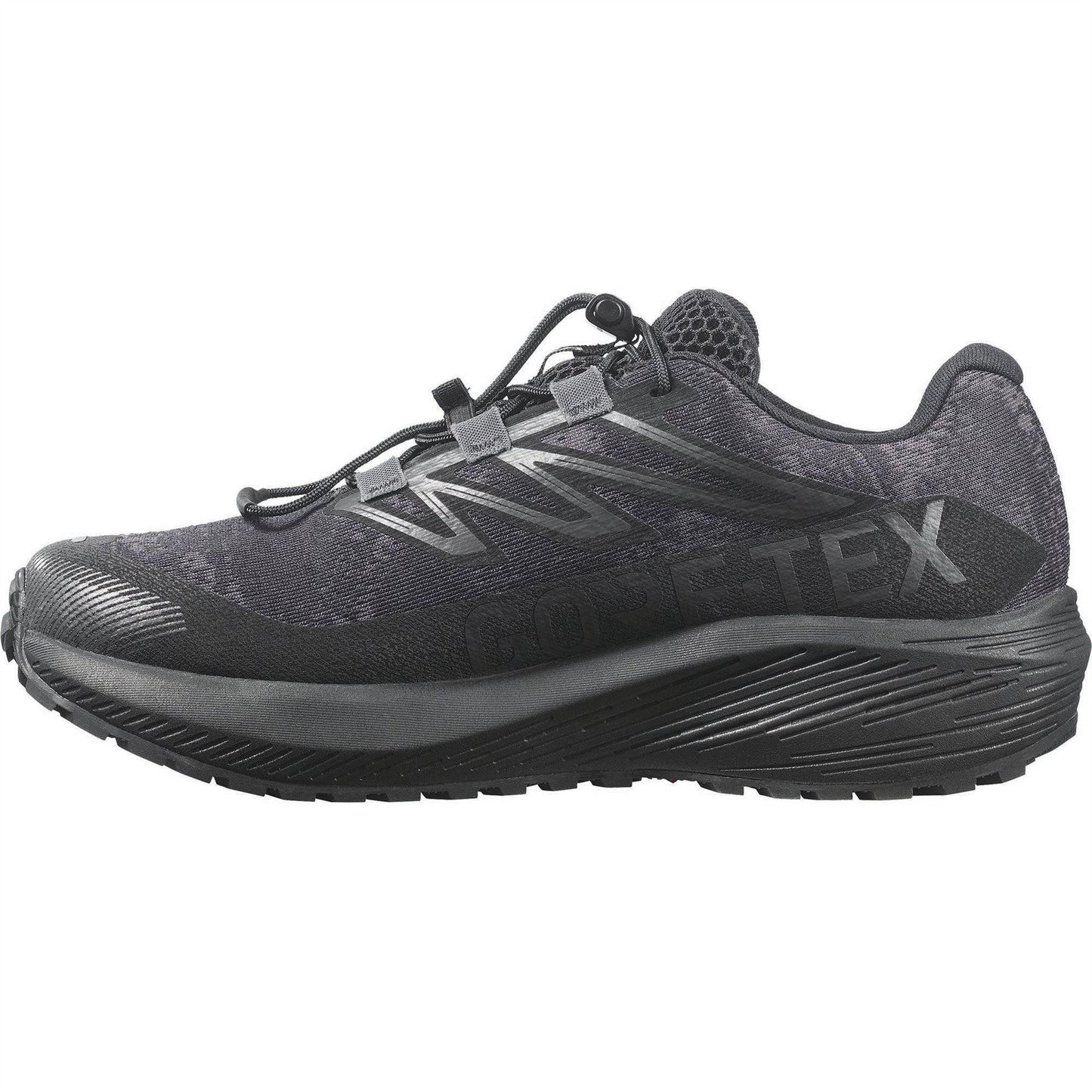 Black - Side - Salomon Womens-Ladies Flow Gravel GTX Trail Running Shoes