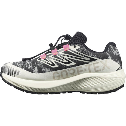 Vanilla-Black - Side - Salomon Womens-Ladies Flow Gravel GTX Trail Running Shoes