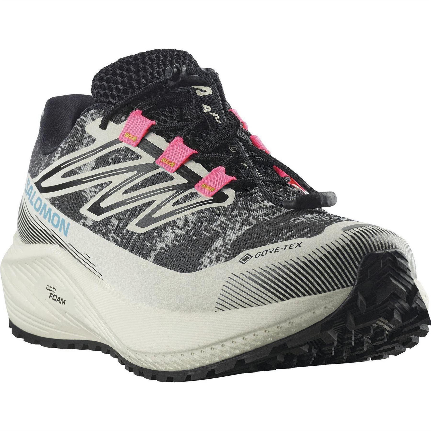 Vanilla-Black - Lifestyle - Salomon Womens-Ladies Flow Gravel GTX Trail Running Shoes