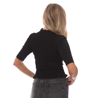 Black - Back - Hugo Womens-Ladies Dandelia Ruffled Top