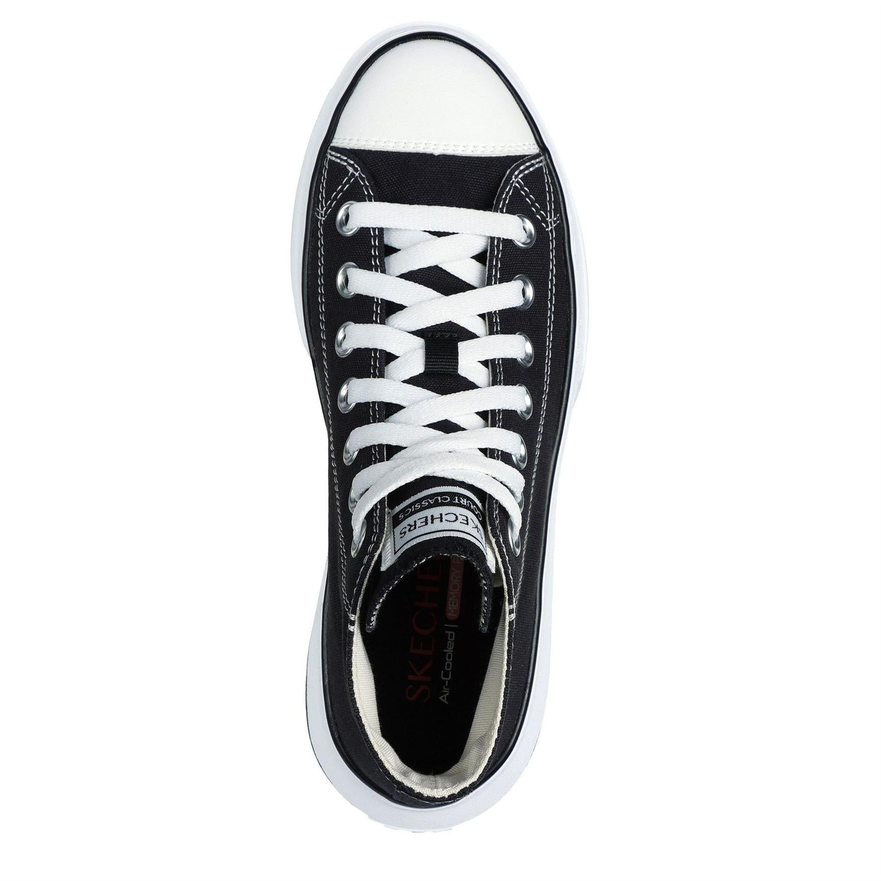 Black-White - Side - Skechers Womens-Ladies Lace Up Trainers