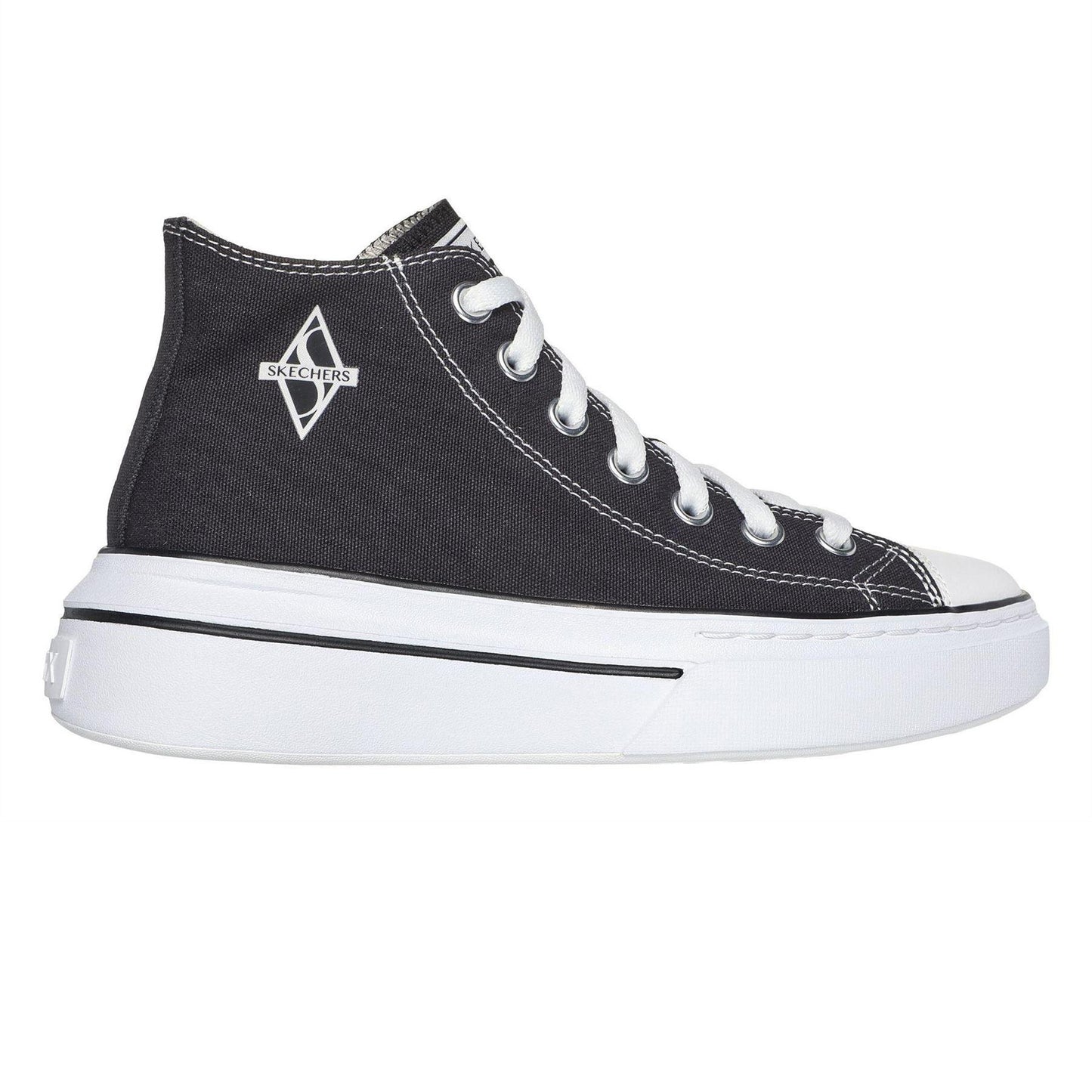 Black-White - Front - Skechers Womens-Ladies Lace Up Trainers