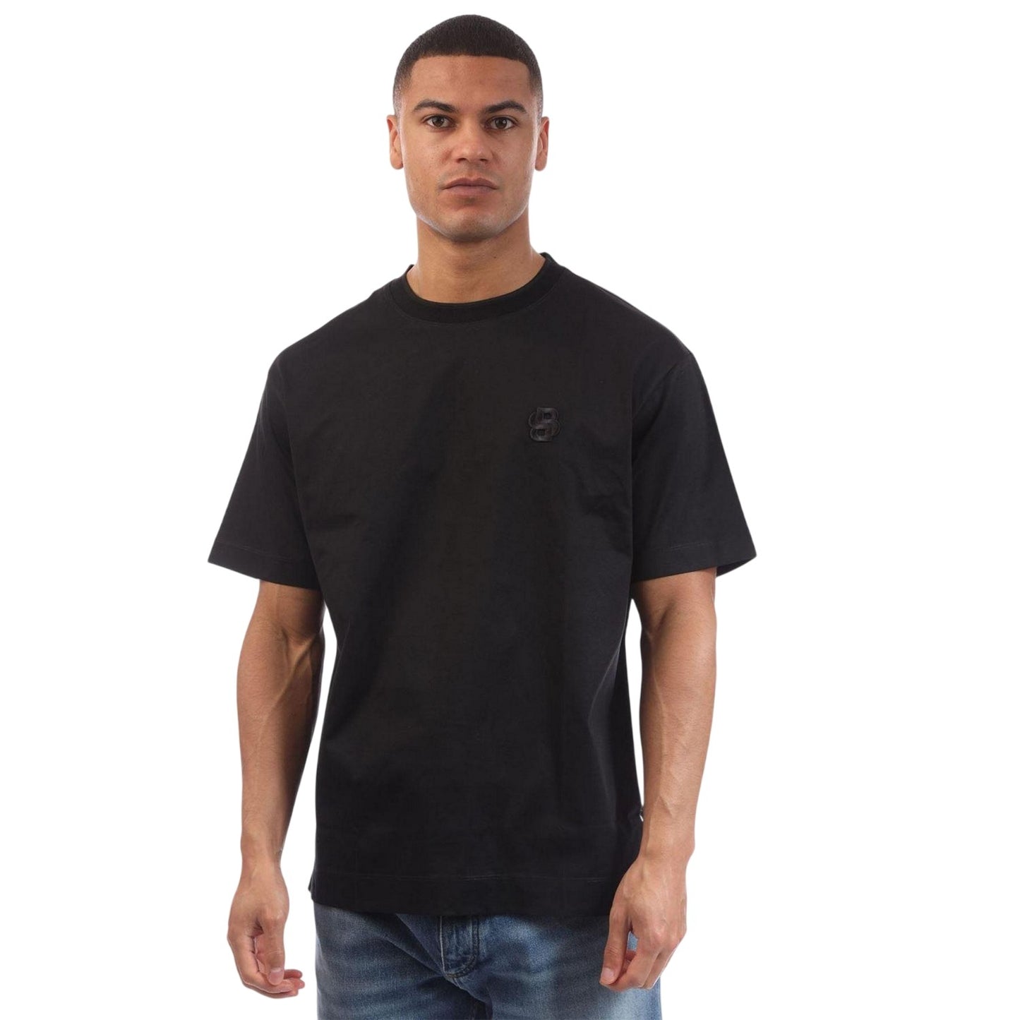 Black - Side - Boss Mens Tames 10 Monogram Oversized T-Shirt
