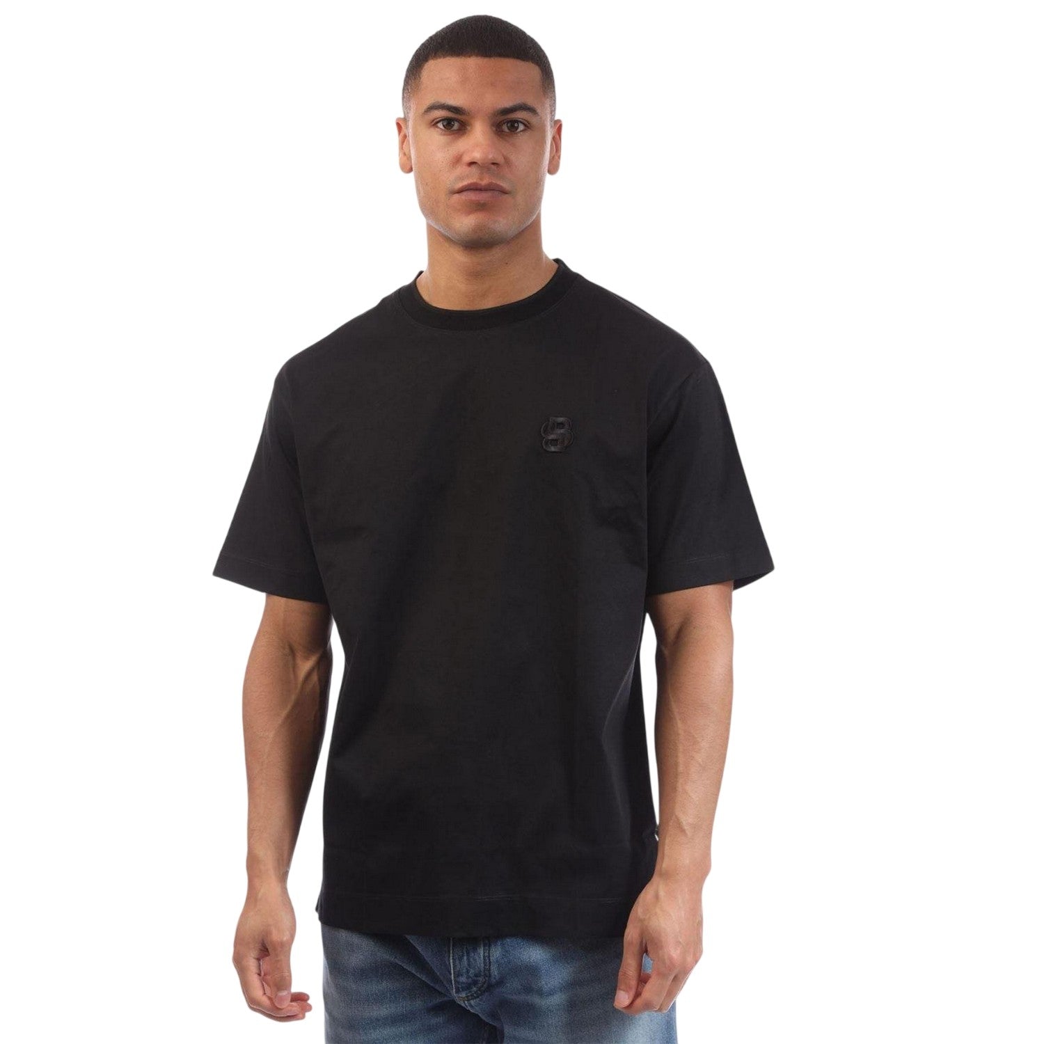 Black - Side - Boss Mens Tames 10 Monogram Oversized T-Shirt