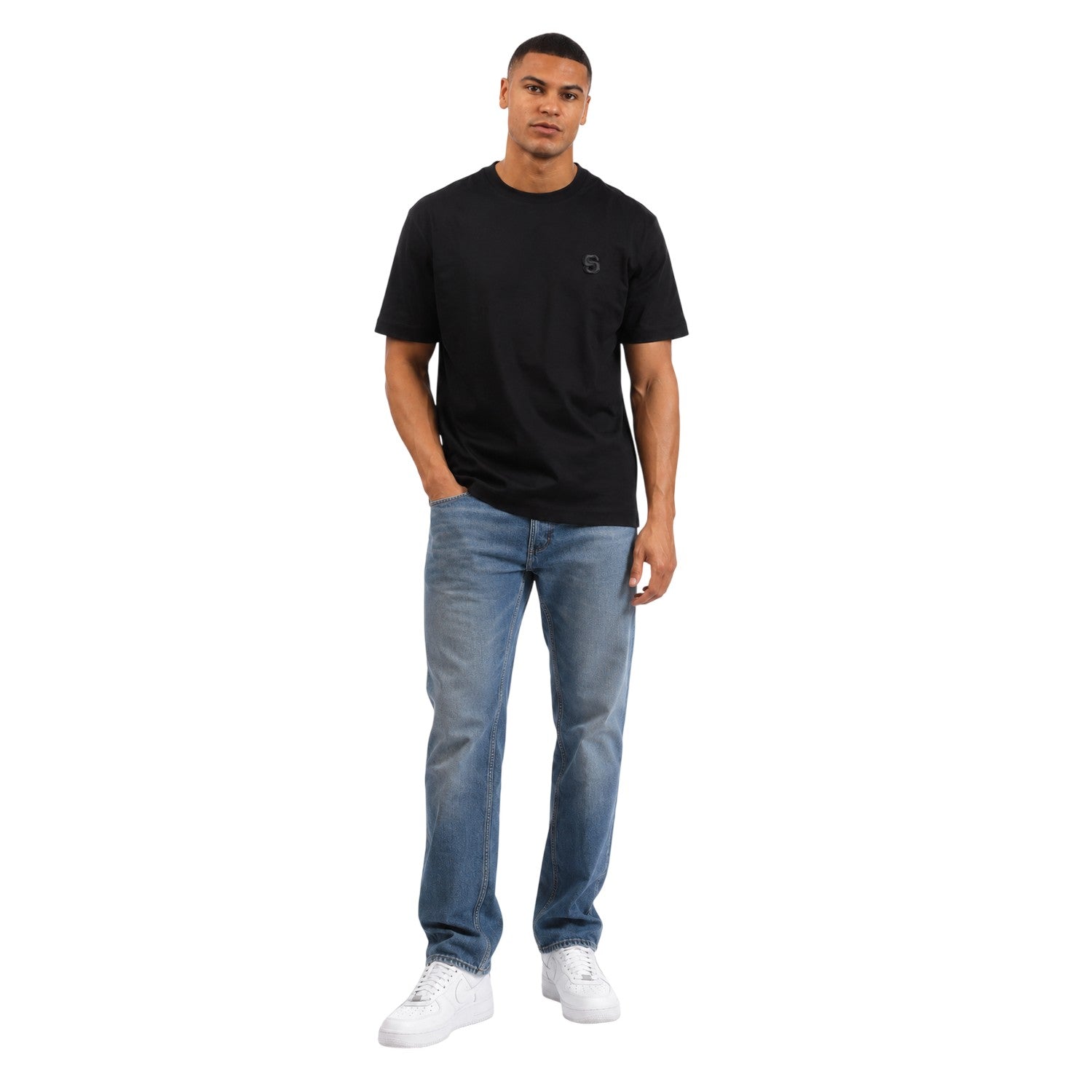 Black - Pack Shot - Boss Mens Tames 10 Monogram Oversized T-Shirt