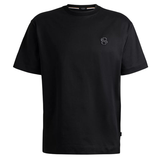 Black - Front - Boss Mens Tames 10 Monogram Oversized T-Shirt