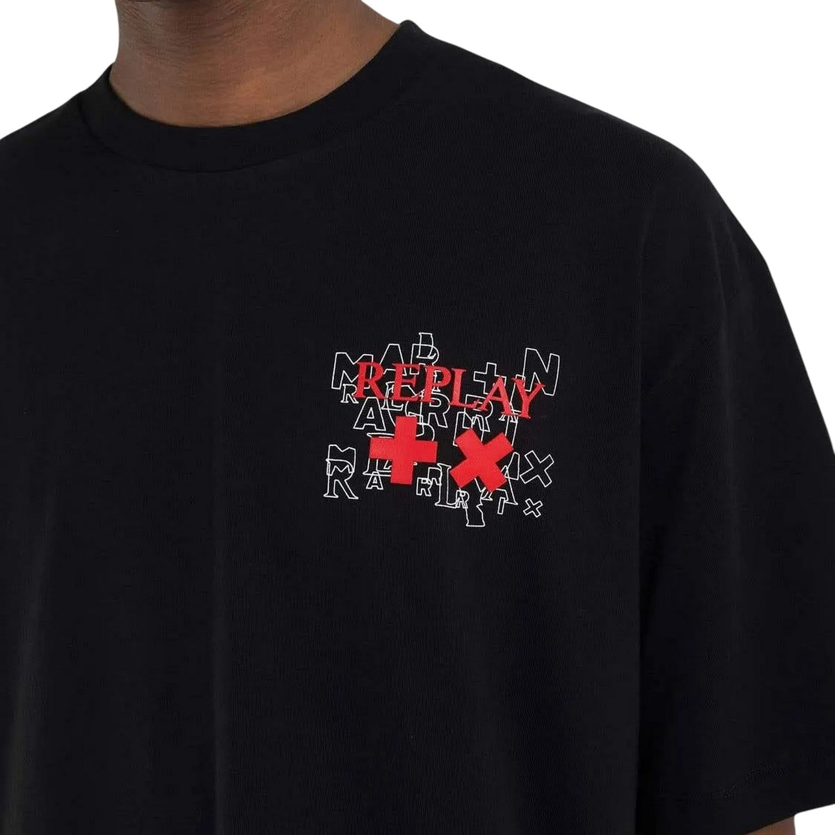 Black - Side - Replay Mens Martin Garrix Graphic Print Oversized T-Shirt