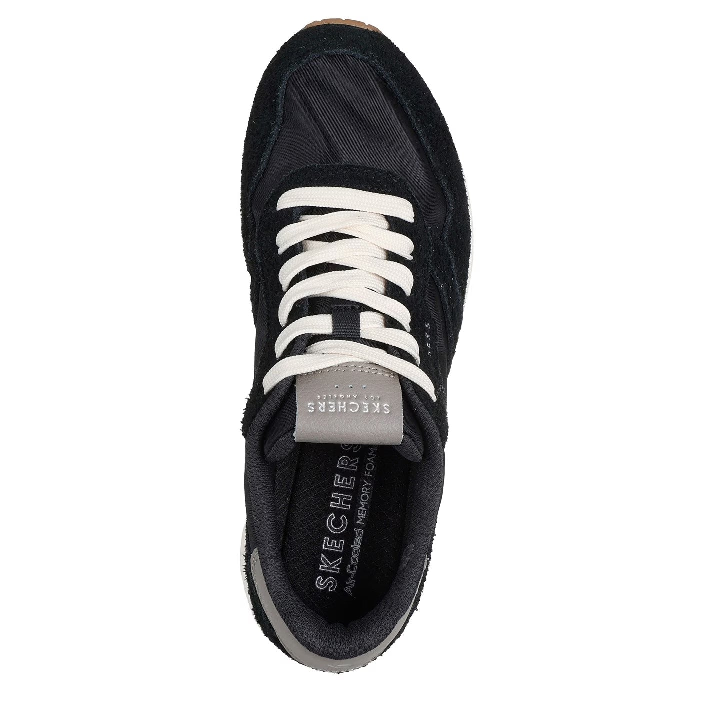 Black-White - Lifestyle - Skechers Womens-Ladies Uno Stand On Air Suede Mesh Trainers