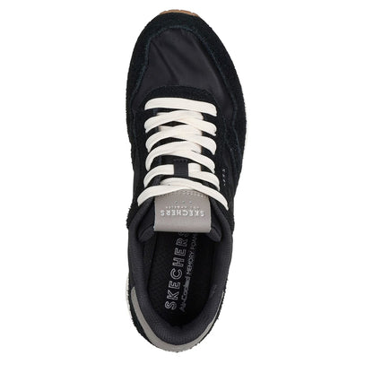 Black-White - Lifestyle - Skechers Womens-Ladies Uno Stand On Air Suede Mesh Trainers