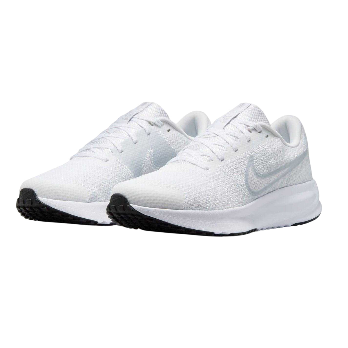 White-Platinum-Black - Pack Shot - Nike Womens-Ladies Run Graphic Print Trainers