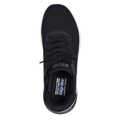 Black-White - Lifestyle - Skechers Womens-Ladies Glide-Step Trainers