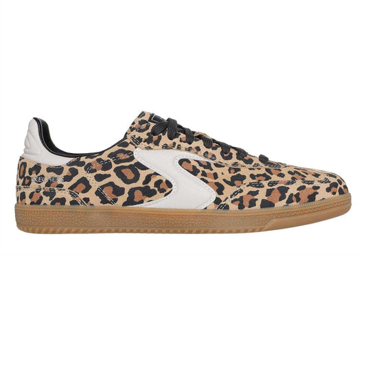 Camel - Front - Skechers Womens-Ladies Hotshot Leopard Suede Trainers