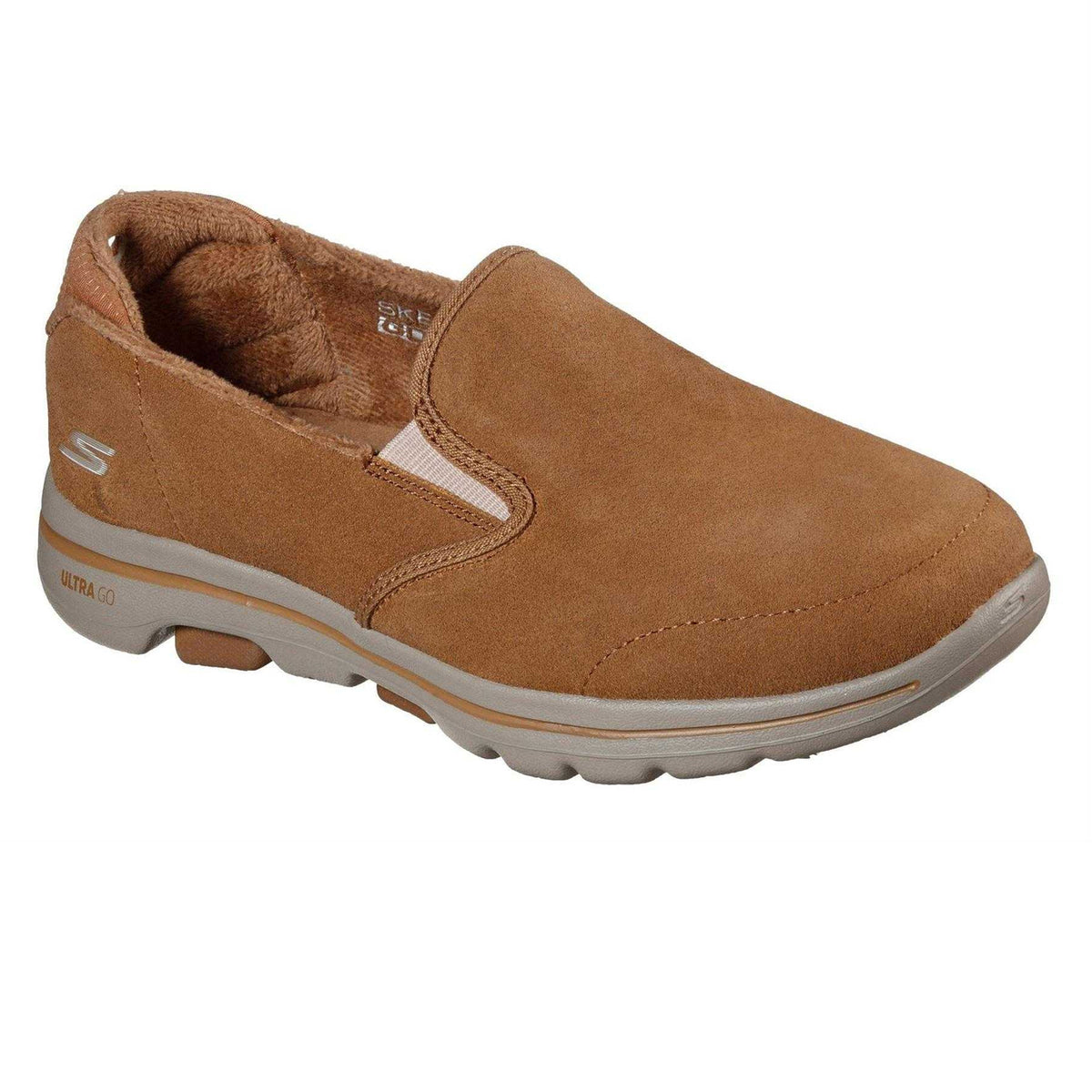 Chestnut - Side - Skechers Womens-Ladies Gowalk Suede Trainers