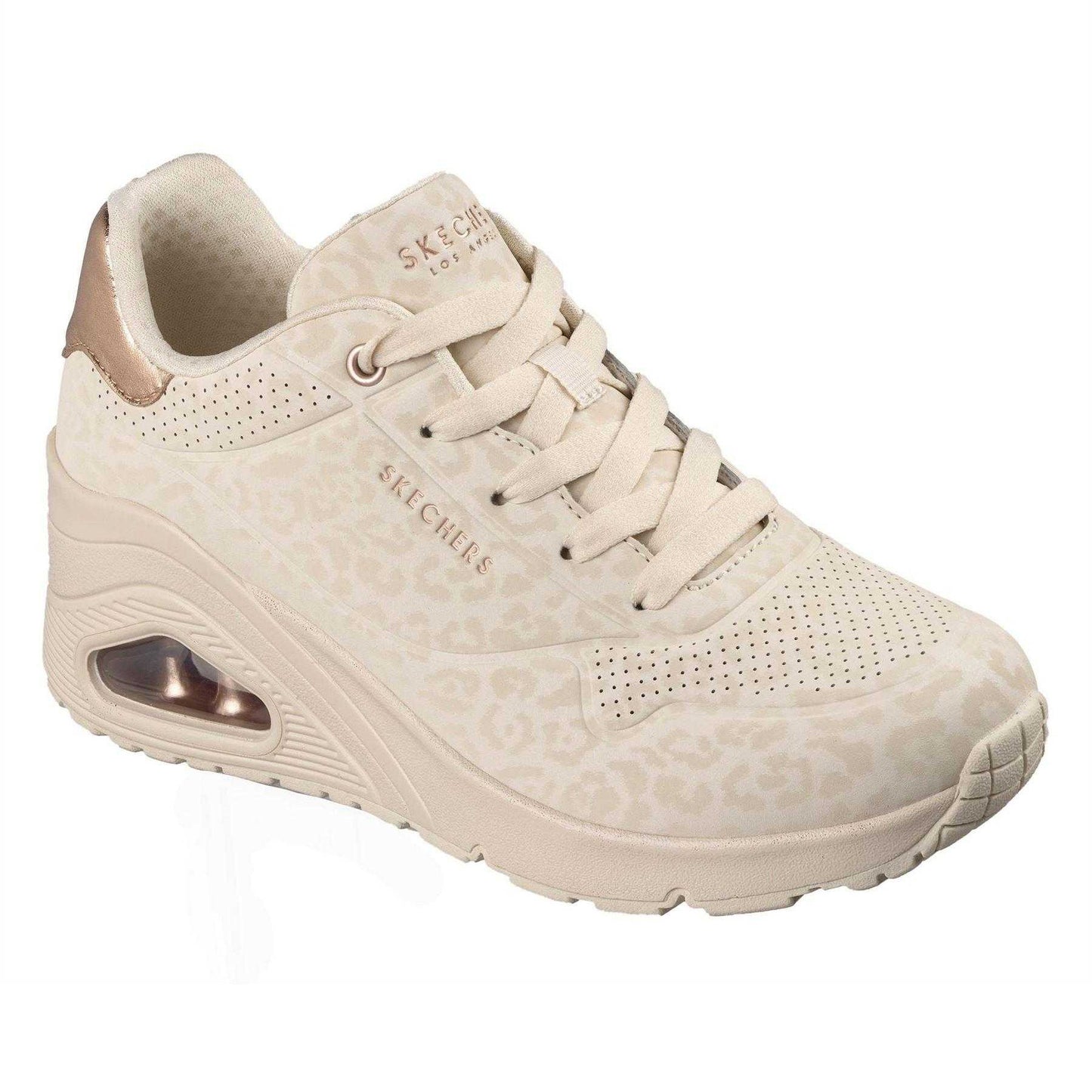 Off White - Pack Shot - Skechers Womens-Ladies Uno Wedge Trainers
