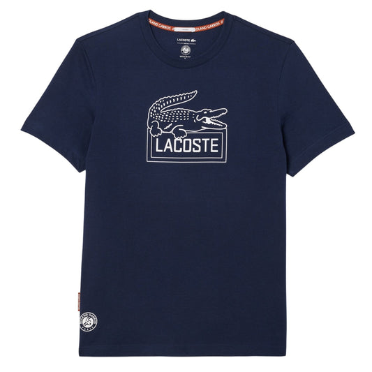 Blue - Front - Lacoste Mens Roland Garros Edition Chest Logo T-Shirt