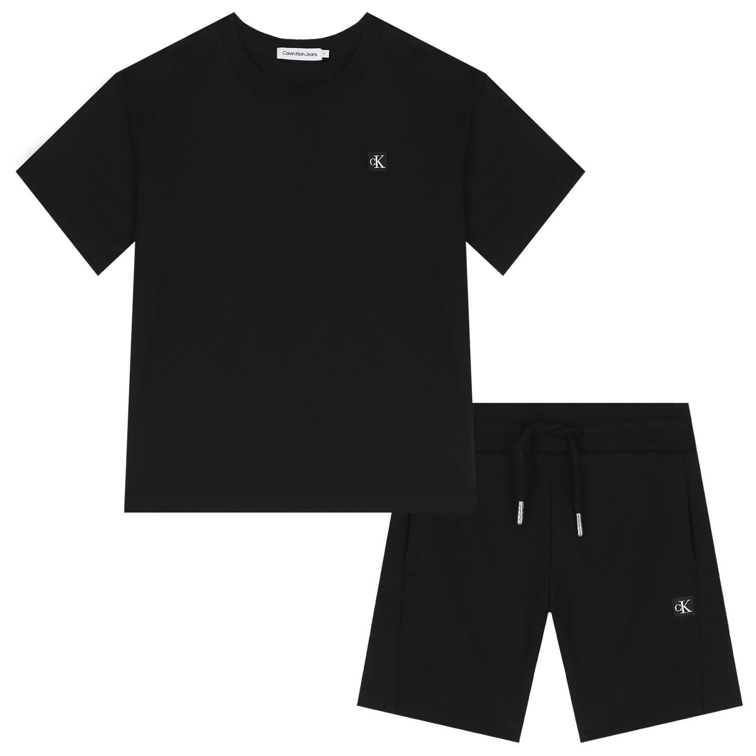 Black - Front - Calvin Klein Childrens-Kids Jeans Embroidered Logo T-Shirt & Shorts Set