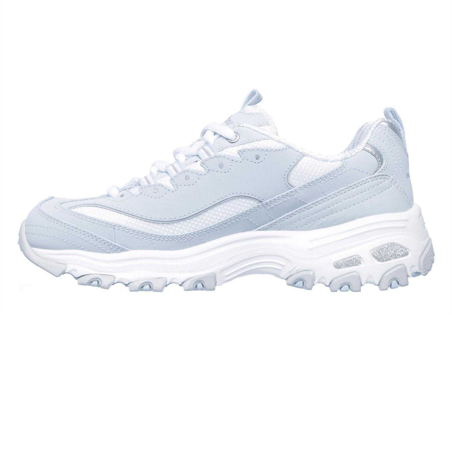 Lavender - Side - Skechers Womens-Ladies D'Lites Biggest Fan Nubuck Trainers