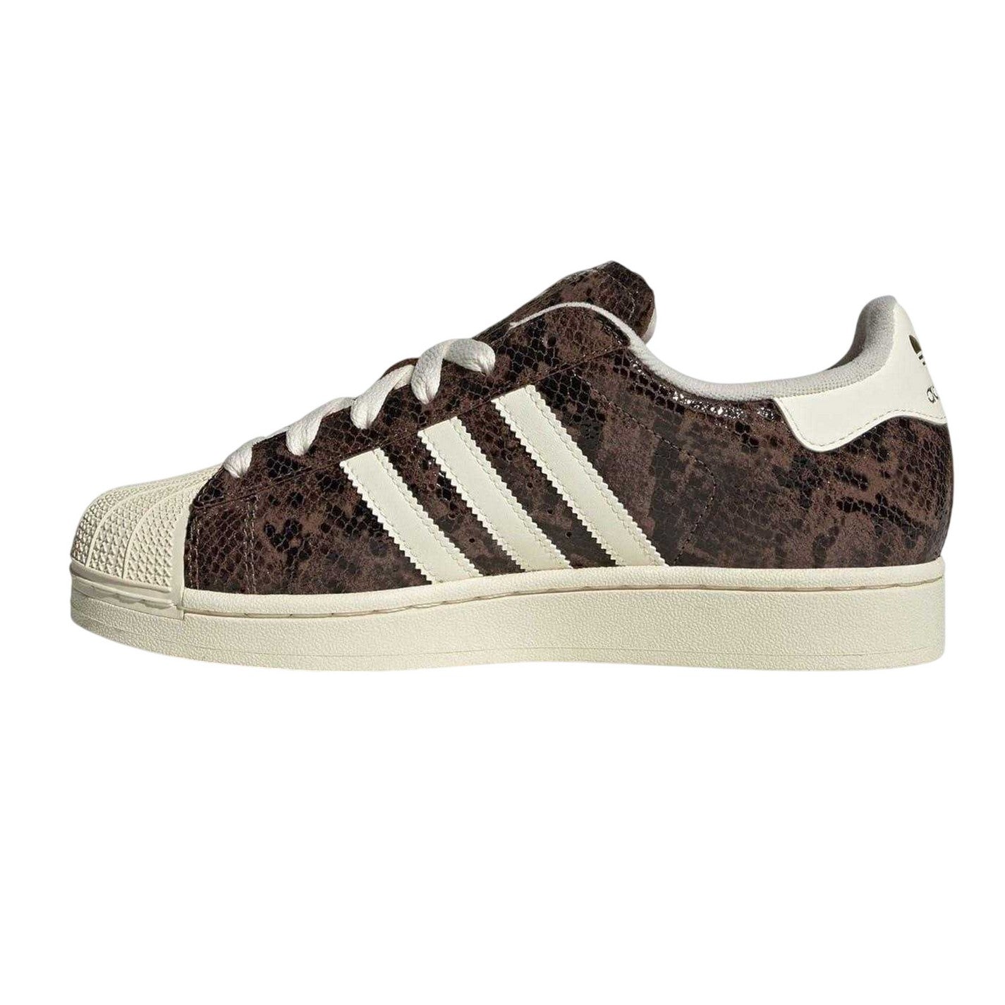 Brown-Cream - Side - Adidas Womens-Ladies Originals Superstar 82 Snakeskin Leather Trainers