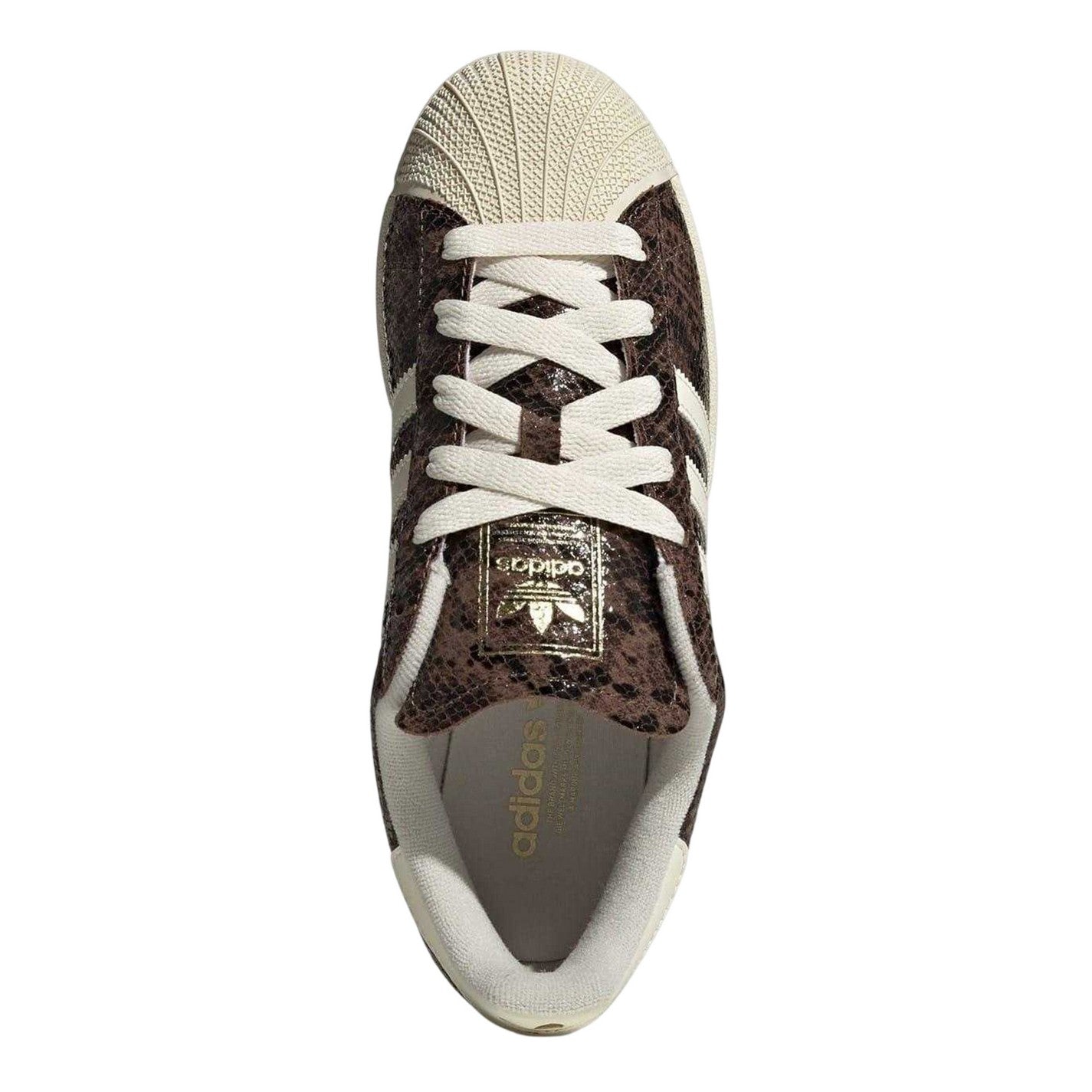 Brown-Cream - Lifestyle - Adidas Womens-Ladies Originals Superstar 82 Snakeskin Leather Trainers