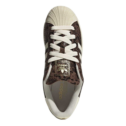 Brown-Cream - Lifestyle - Adidas Womens-Ladies Originals Superstar 82 Snakeskin Leather Trainers
