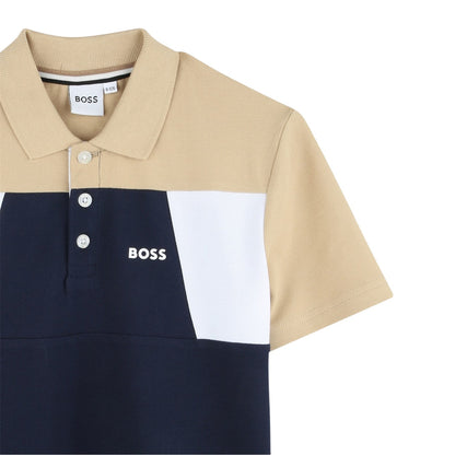 Navy - Lifestyle - Boss Childrens-Kids Colour Block Polo Shirt
