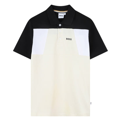 Vanilla - Front - Boss Childrens-Kids Colour Block Polo Shirt