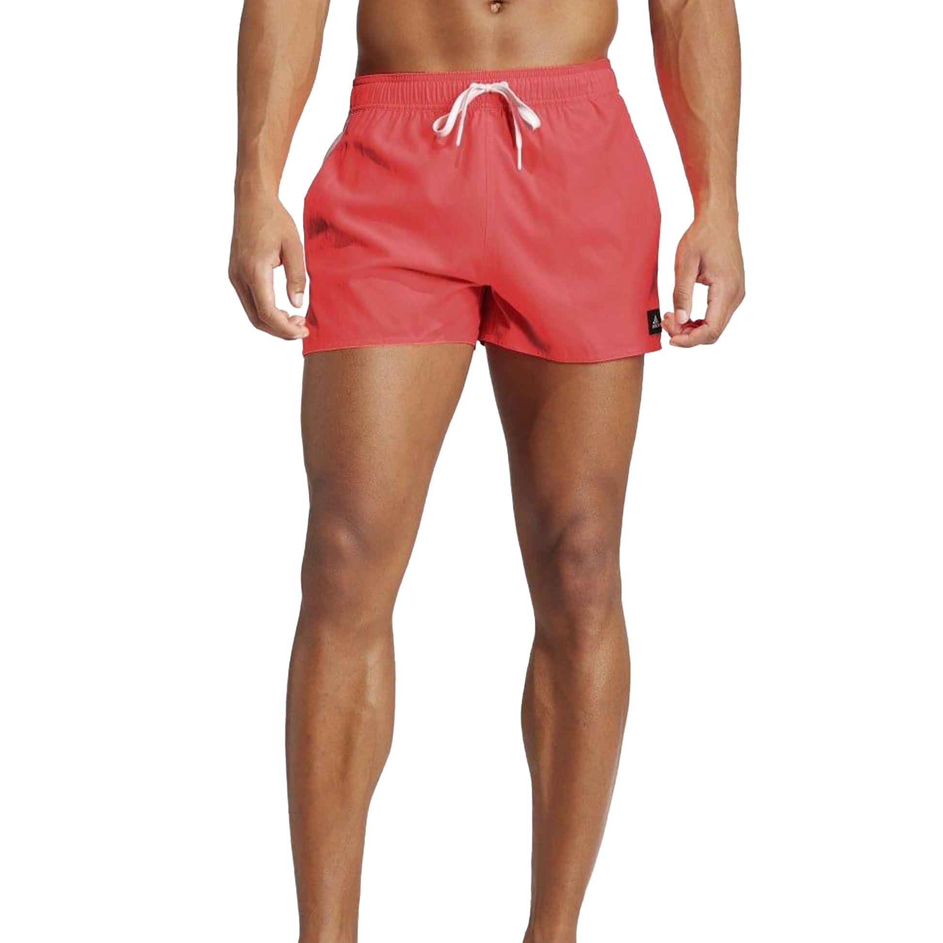Orange - Side - Adidas Mens CLX Striped Swim Shorts