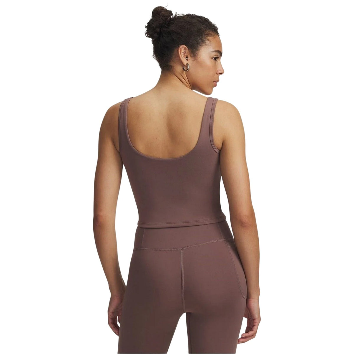 Taupe - Back - Under Armour Womens-Ladies Motion Logo Tank Top