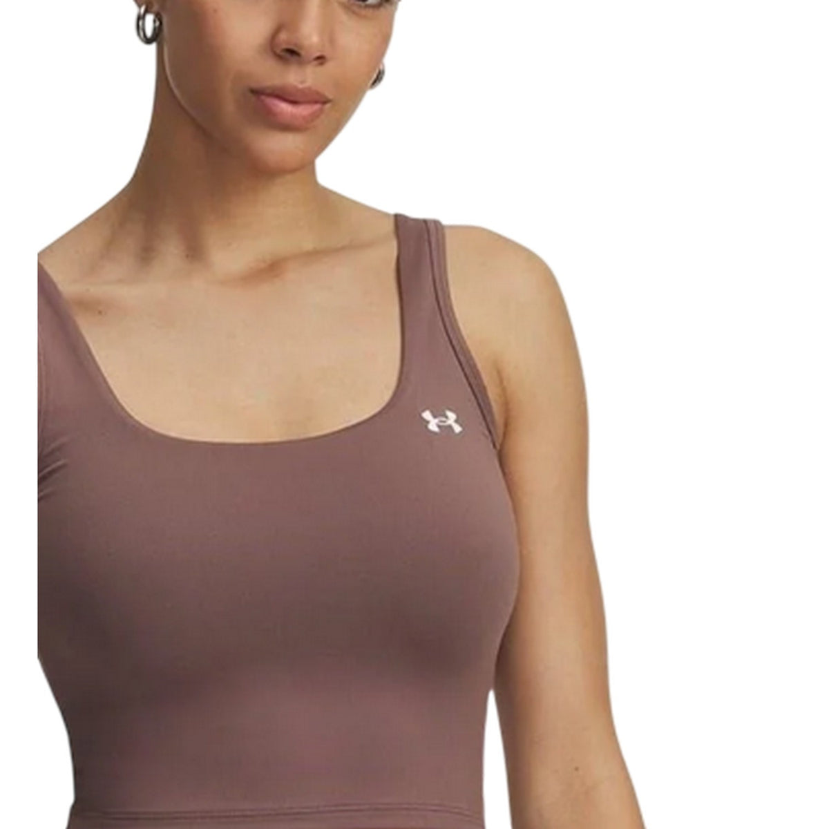 Taupe - Side - Under Armour Womens-Ladies Motion Logo Tank Top