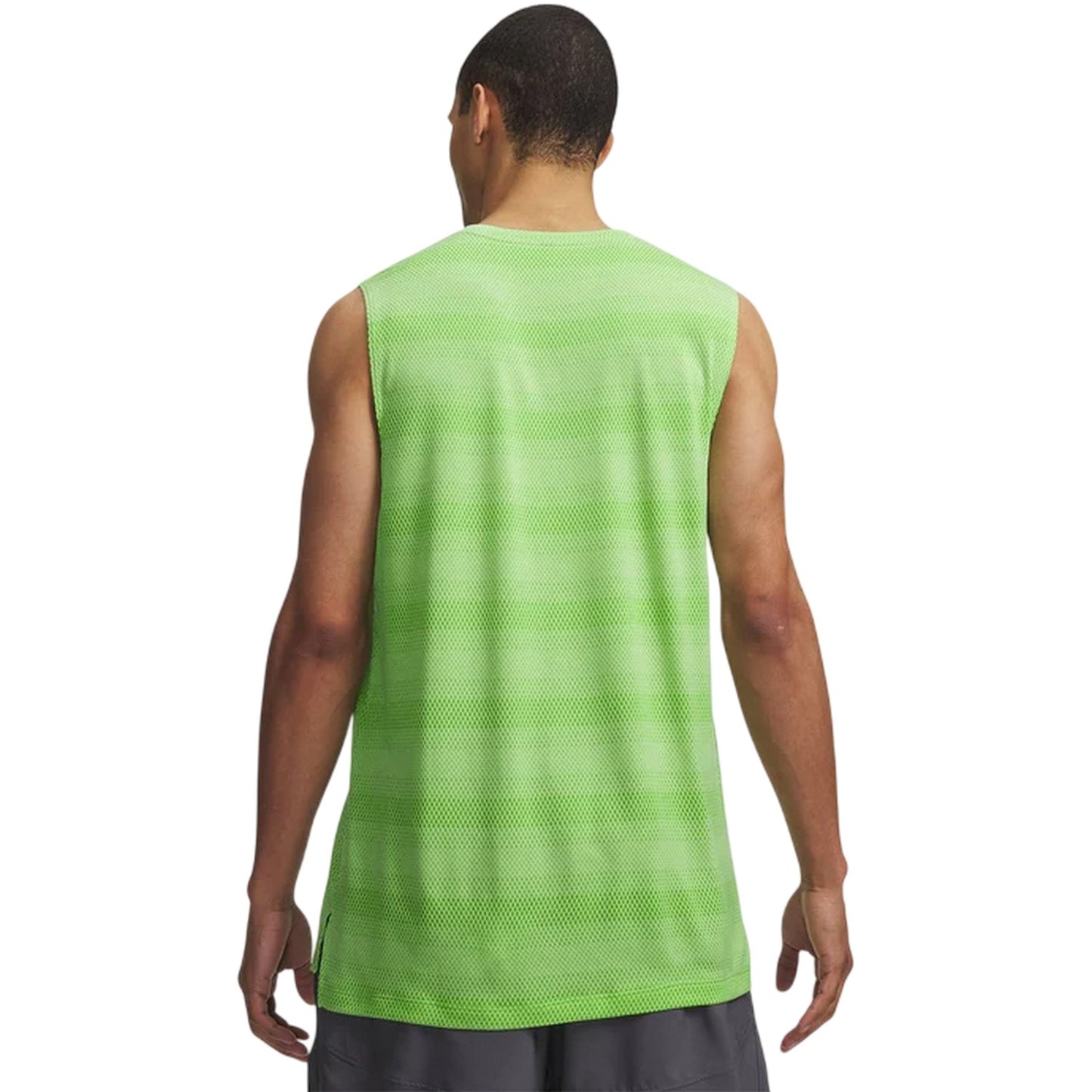 Lime - Back - Under Armour Mens Velociti Plain Tank Top