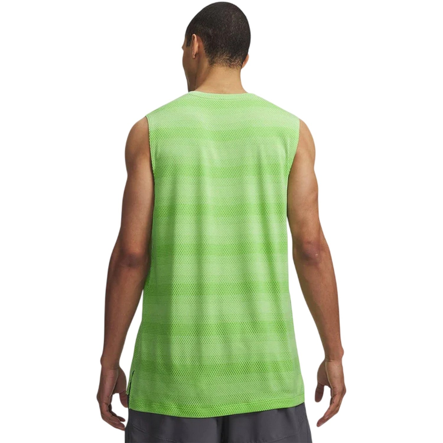 Lime - Back - Under Armour Mens Velociti Plain Tank Top