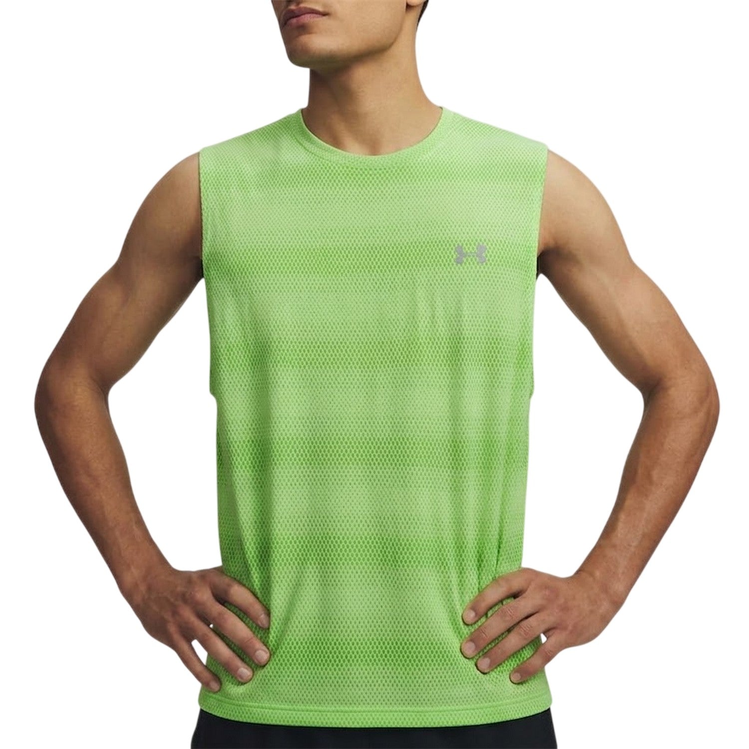 Lime - Side - Under Armour Mens Velociti Plain Tank Top
