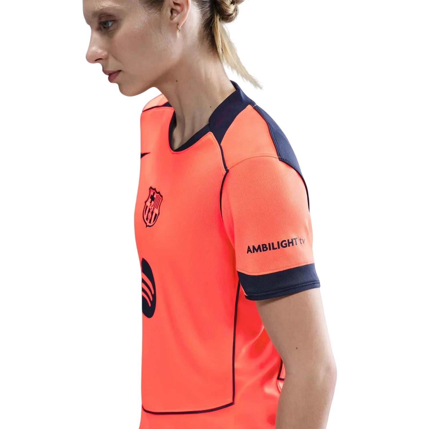 Orange-Blue - Side - Nike Womens-Ladies 2025-2026 FC Barcelona Football Shirt