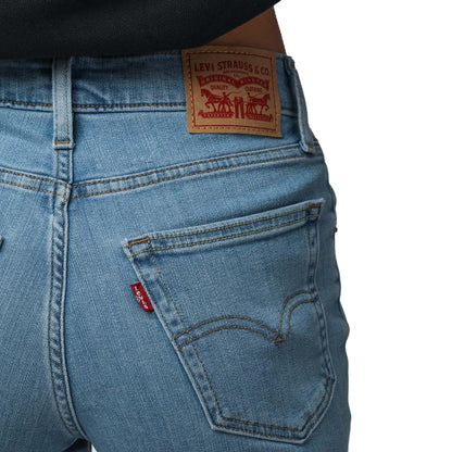 Light Blue - Side - Levis Womens-Ladies 724 High Rise Leather Patch Jeans