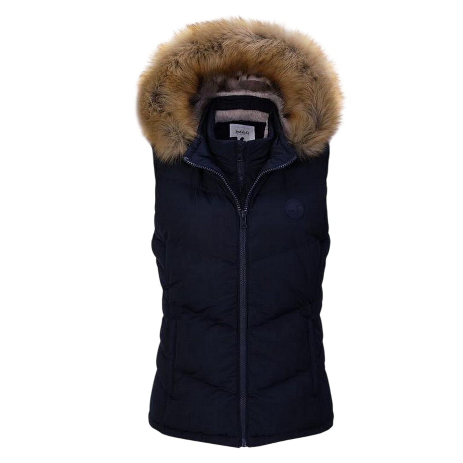 Dark Navy - Front - SoulCal Womens-Ladies Zip Pocket Gilet