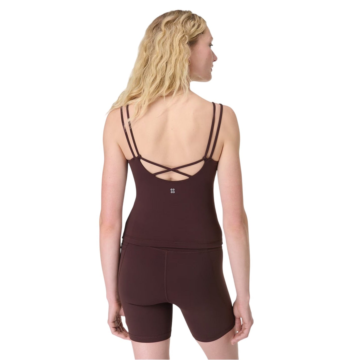 Brown - Back - Sweaty Betty Womens-Ladies Plain Cropped Tank Top